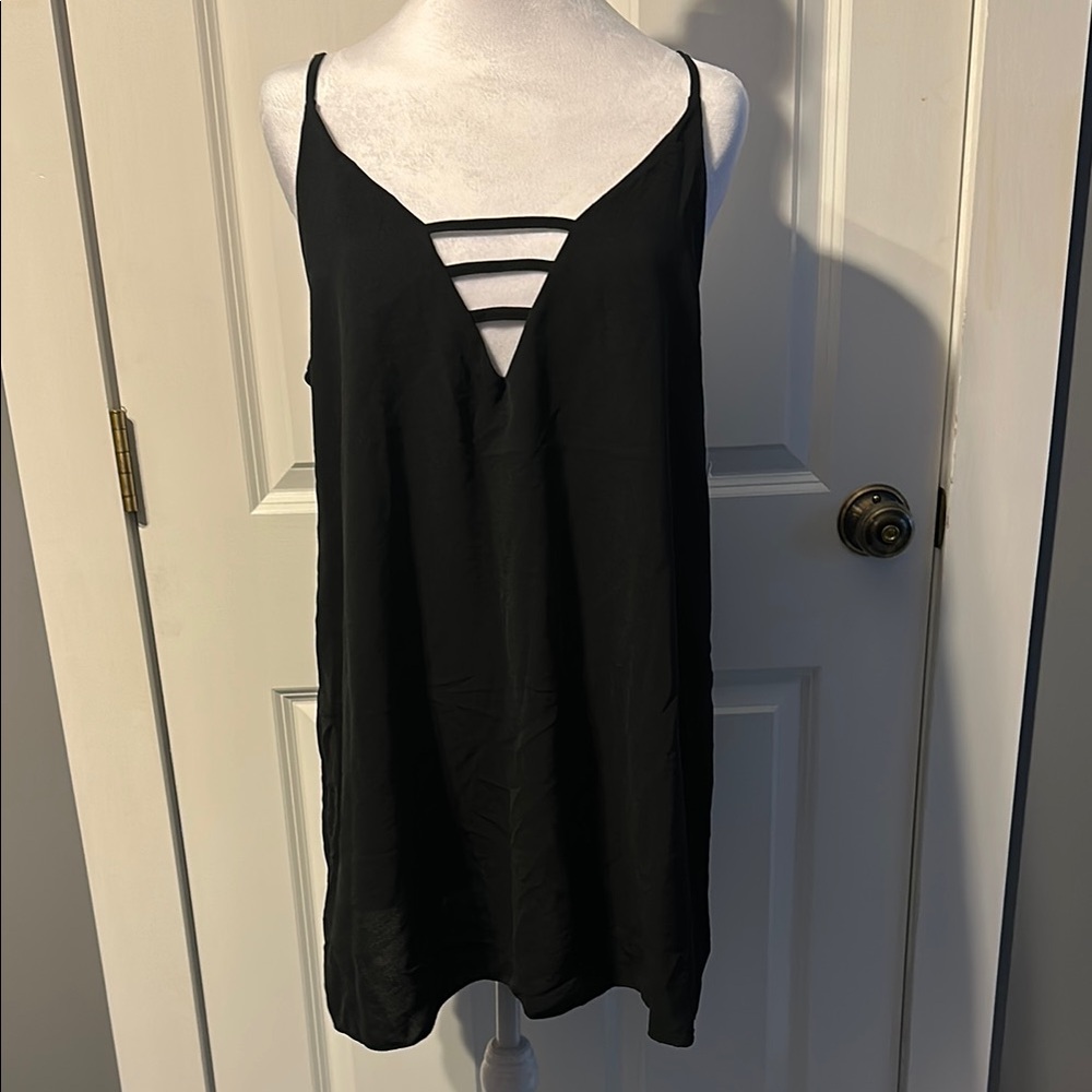 Black Strappy V-Neck Cover up